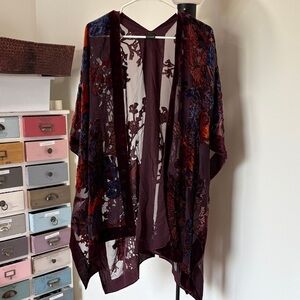 SAACHI Burgundy Sheer Kimono